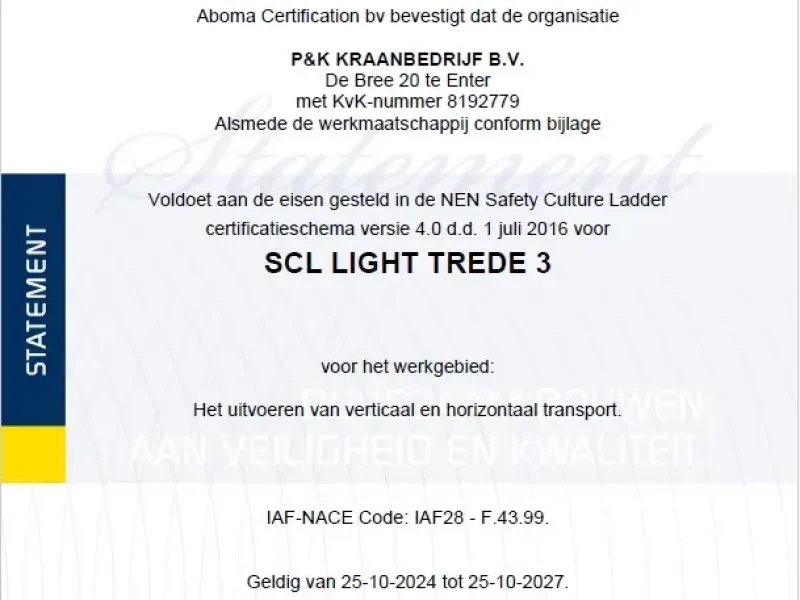 SCL 3 is binnen